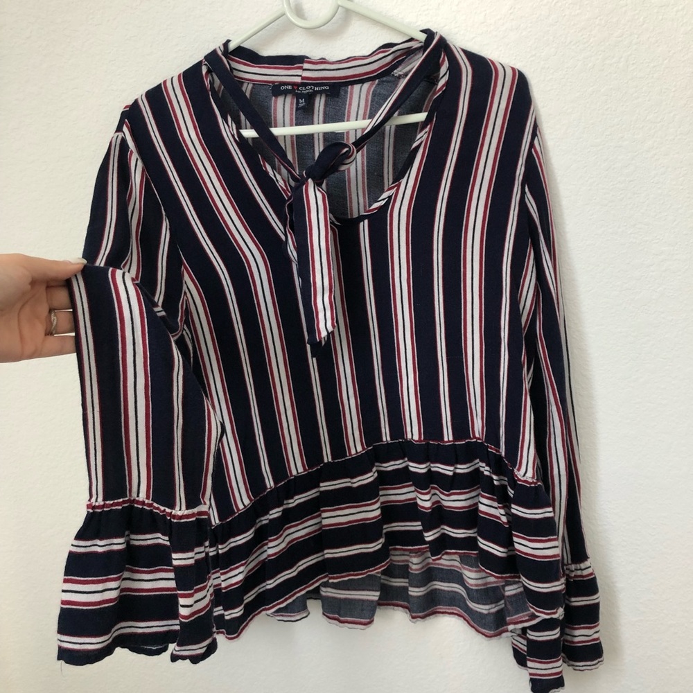Cute Vertically Long Striped Blouse